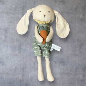 Hearth & Home Magnolia Bunny Plush With Green Plaid Overalls & Carrot Accessory